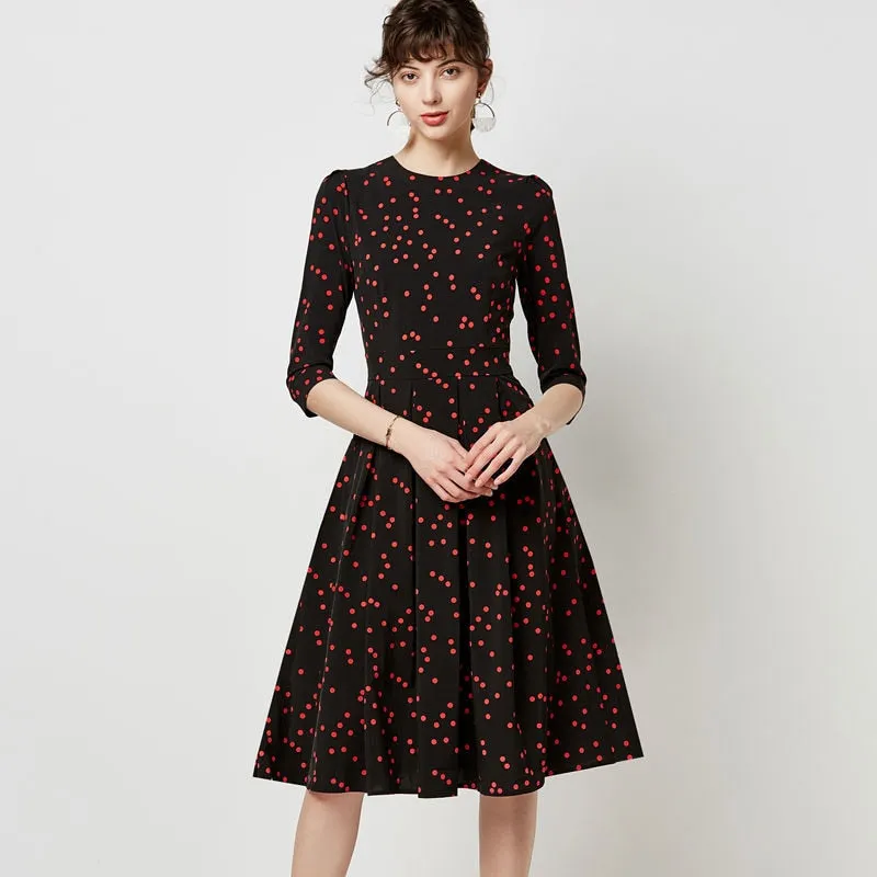 Printed Dress For Women Vintage Elegant Three