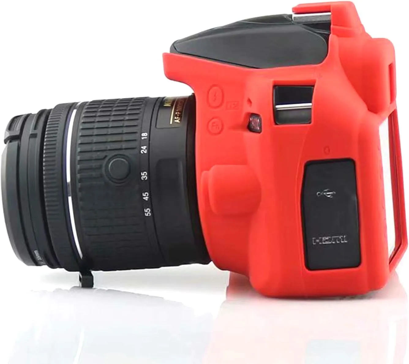 Professional Secure Silicone Camera Cases Bag Housing Rubber Body Skin for Nikon D3400 Digital SLR Camera (Red)