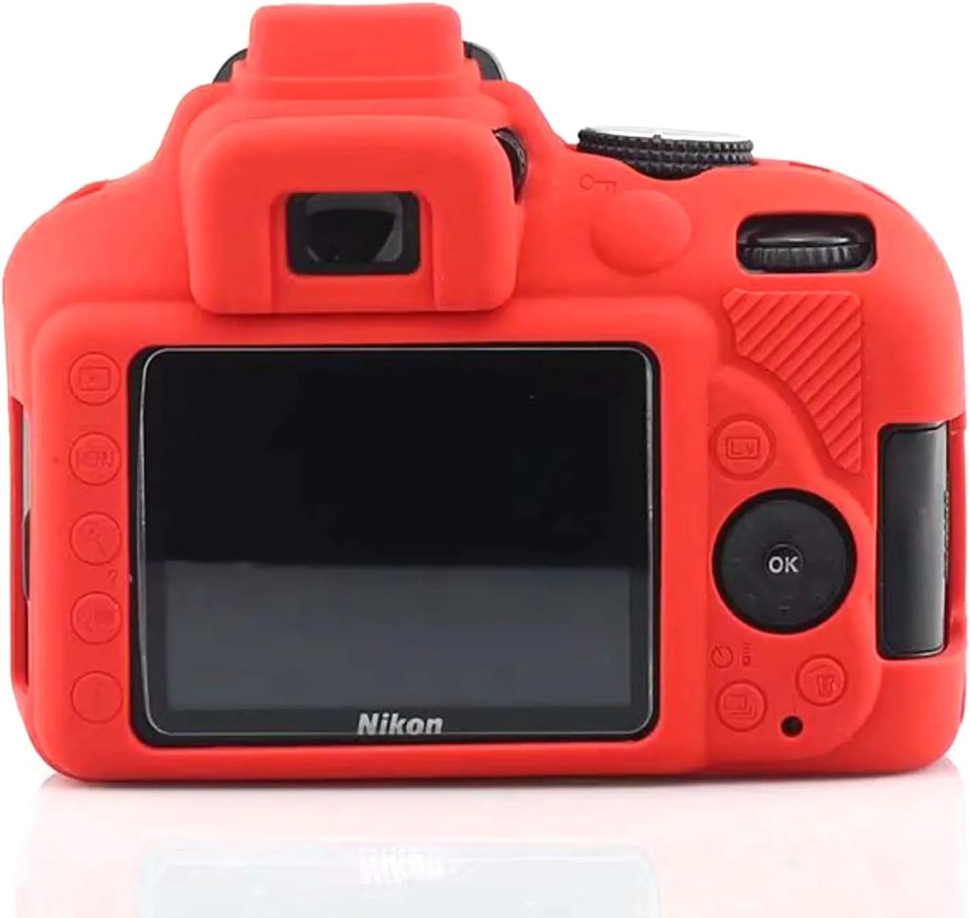 Professional Secure Silicone Camera Cases Bag Housing Rubber Body Skin for Nikon D3400 Digital SLR Camera (Red)