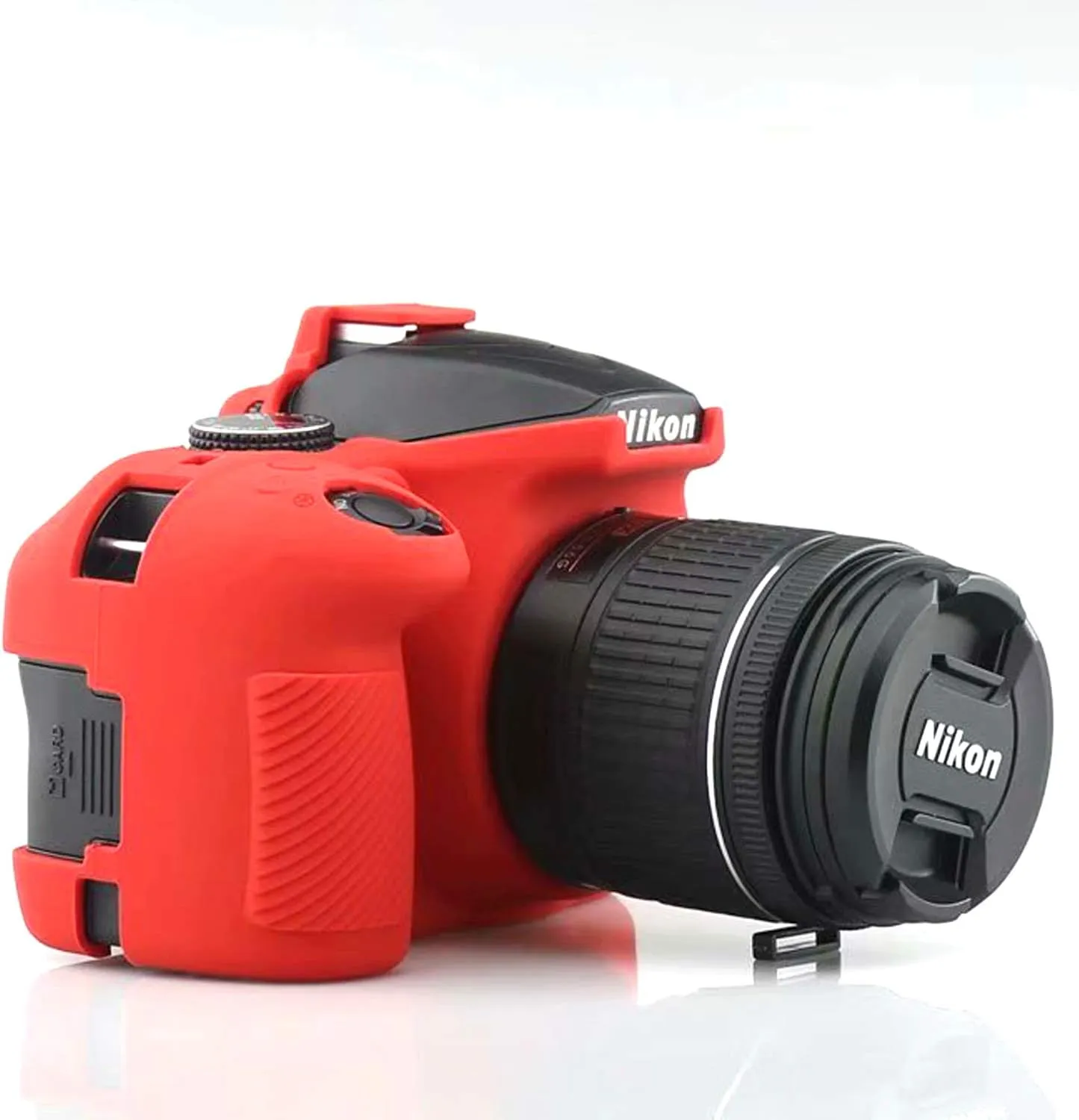 Professional Secure Silicone Camera Cases Bag Housing Rubber Body Skin for Nikon D3400 Digital SLR Camera (Red)