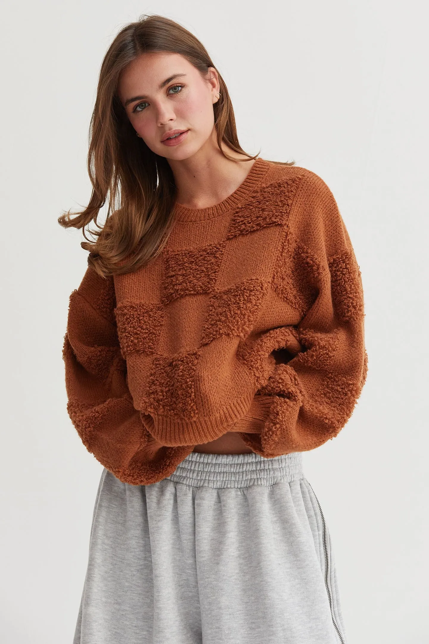 Puffy Checkered Sweater (Coco)