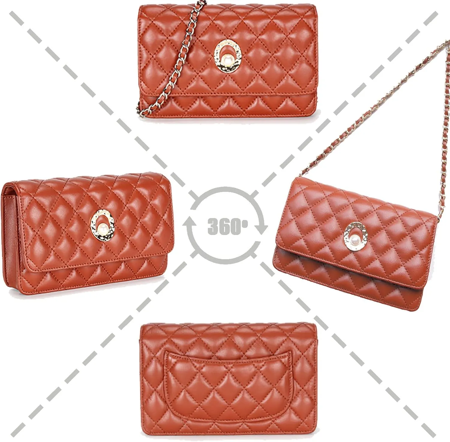 Quilted Sheepskin Shoulder Bag for Women Soft Comfortable Ladies Clutch Stylish Elegant Women's Crossbody Purse