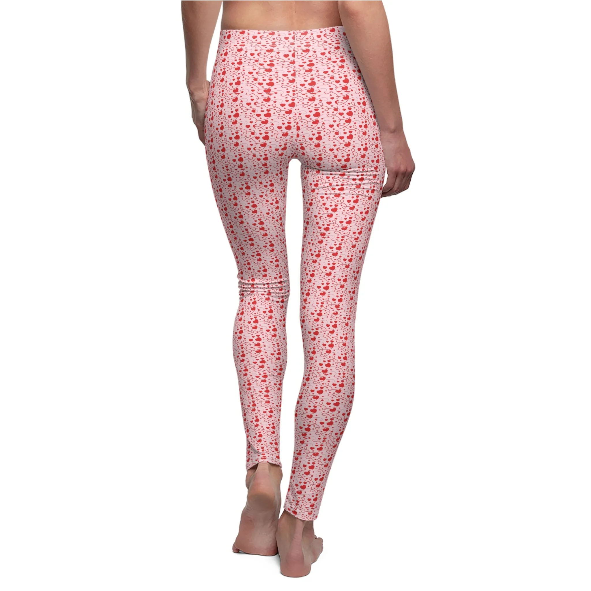 Red Hearts Women's Casual Leggings Stylish, Comfortable High-Waisted Yoga Pants for Everyday Wear, Workout, and Lounge – Perfect Gift Idea for Her – Available in Plus Sizes