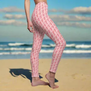 Red Hearts Women's Casual Leggings Stylish, Comfortable High-Waisted Yoga Pants for Everyday Wear, Workout, and Lounge – Perfect Gift Idea for Her – Available in Plus Sizes