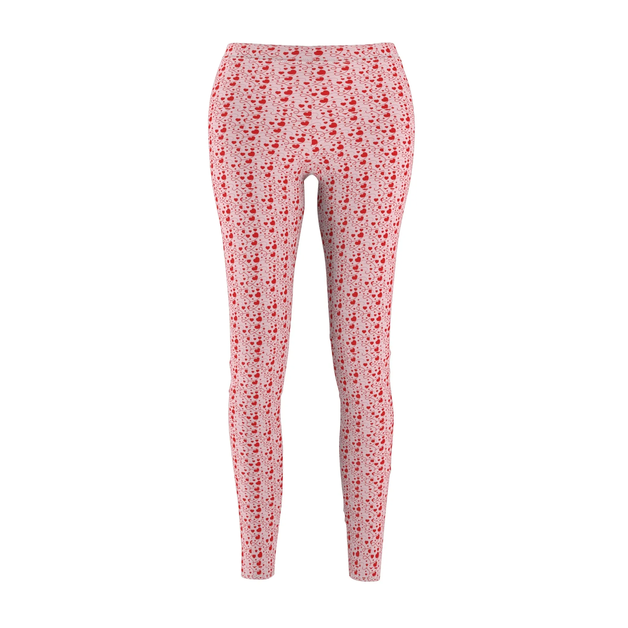 Red Hearts Women's Casual Leggings Stylish, Comfortable High-Waisted Yoga Pants for Everyday Wear, Workout, and Lounge – Perfect Gift Idea for Her – Available in Plus Sizes