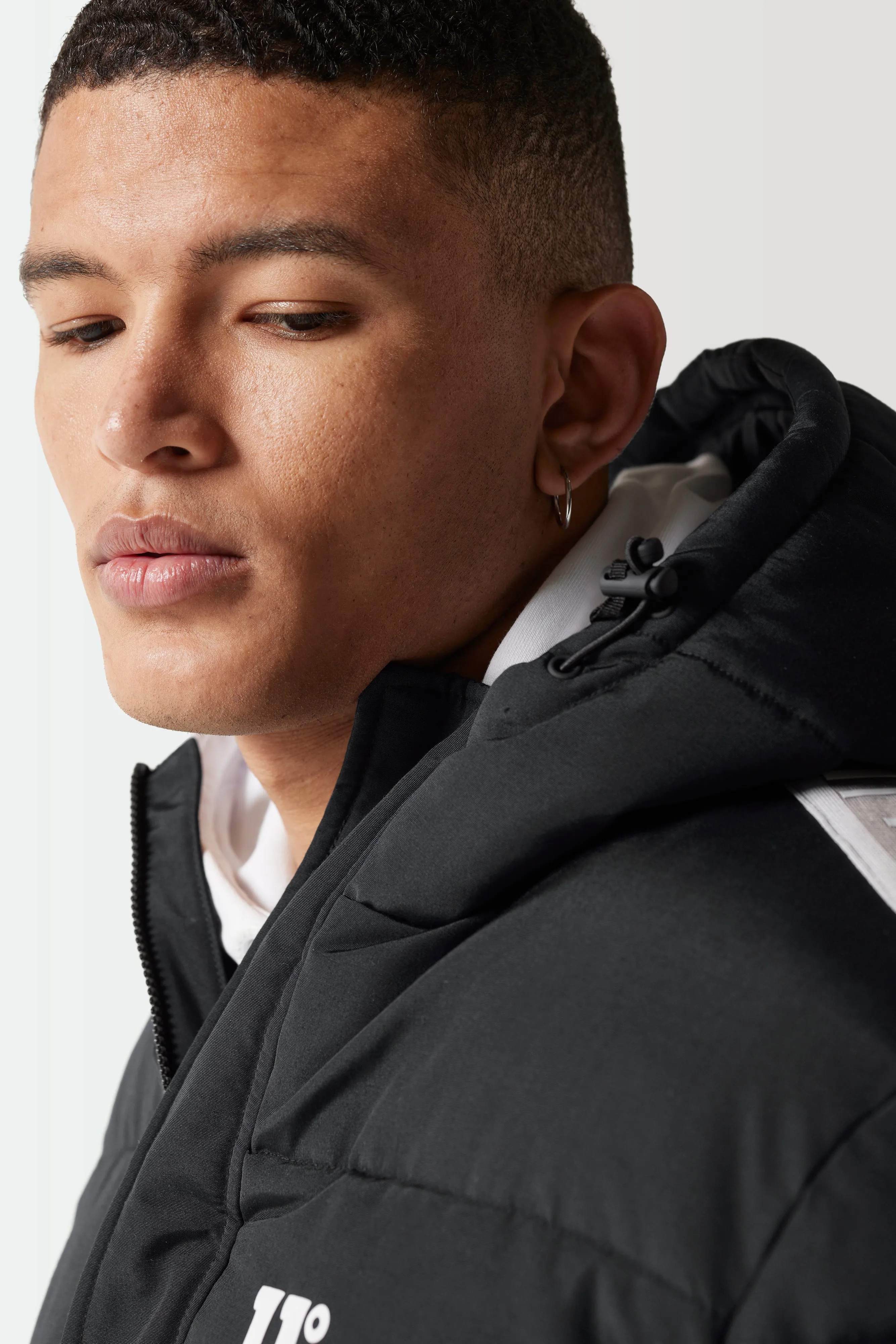 Retro Taped Puffer Jacket - Black