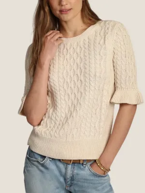 Ruffle Sleeve Crew