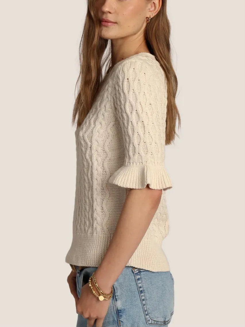 Ruffle Sleeve Crew