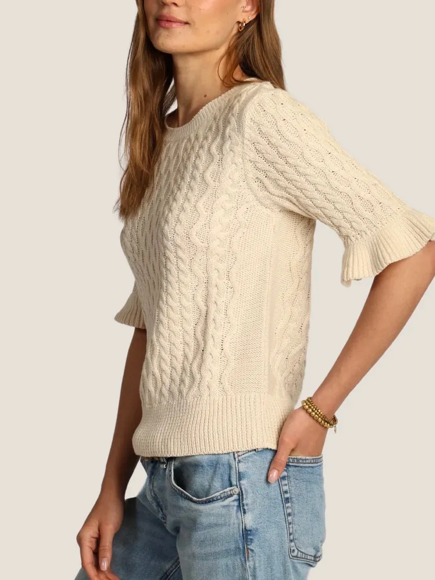 Ruffle Sleeve Crew