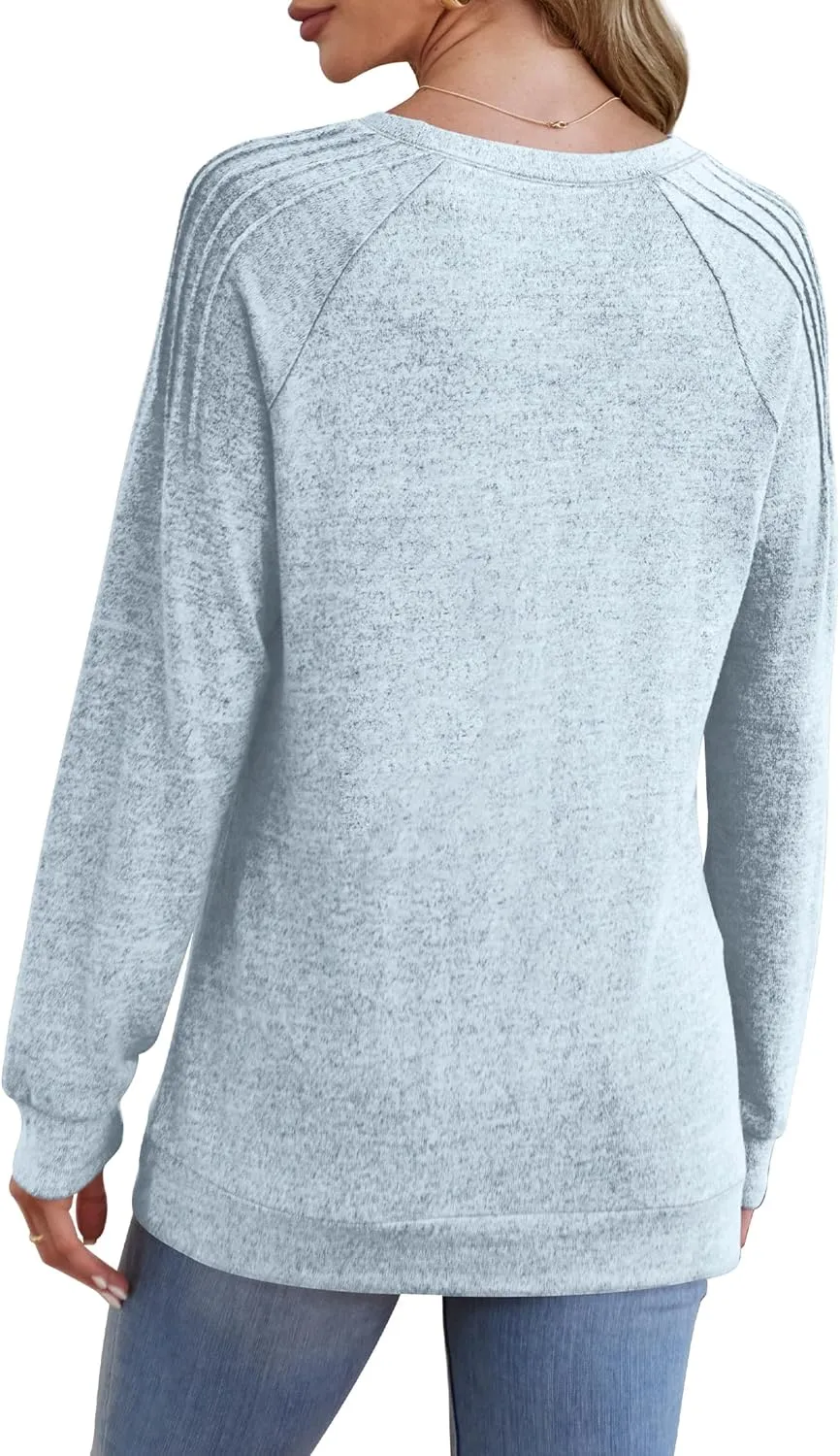 Saloogoe Sweatshirt for Women Crewneck Pleated Long Sleeve Shirts Tunic Tops Fashion Winter Clothing 2025