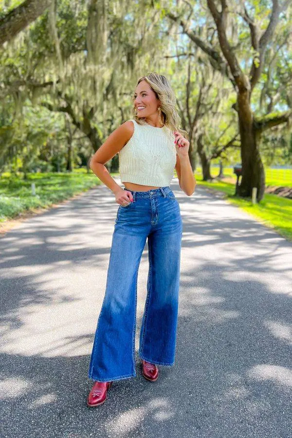 Samantha Medium Wash Wide Leg Denim