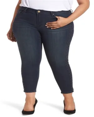 Seven Dials Women's Trendy  Studded Skinny Jeans Blue  24W | Blue