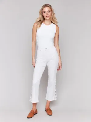 SIDE LACE CUT SIDE SLIM WHITE JEAN