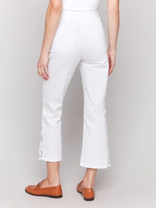 SIDE LACE CUT SIDE SLIM WHITE JEAN