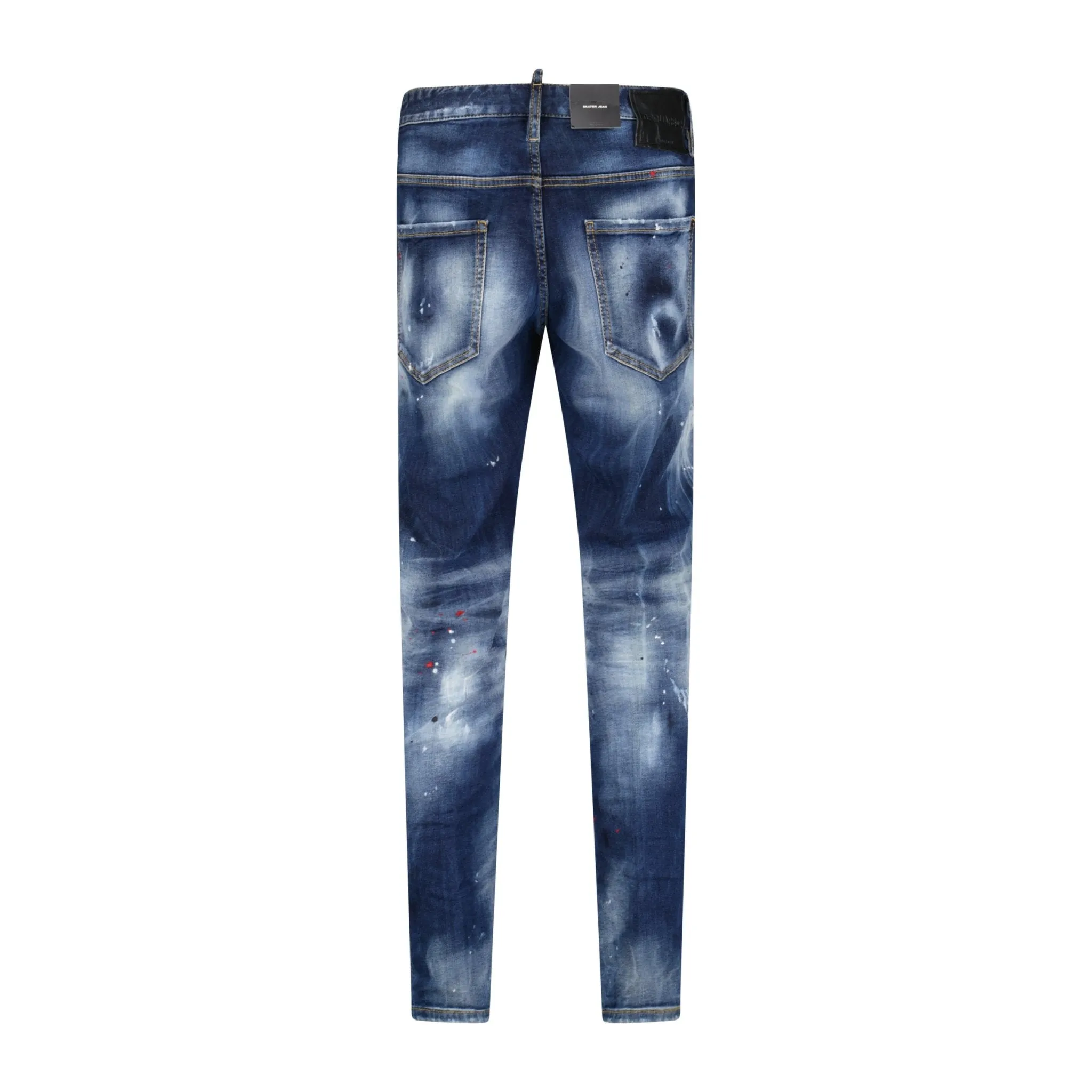 'Skater' Leather Logo Jeans Blue