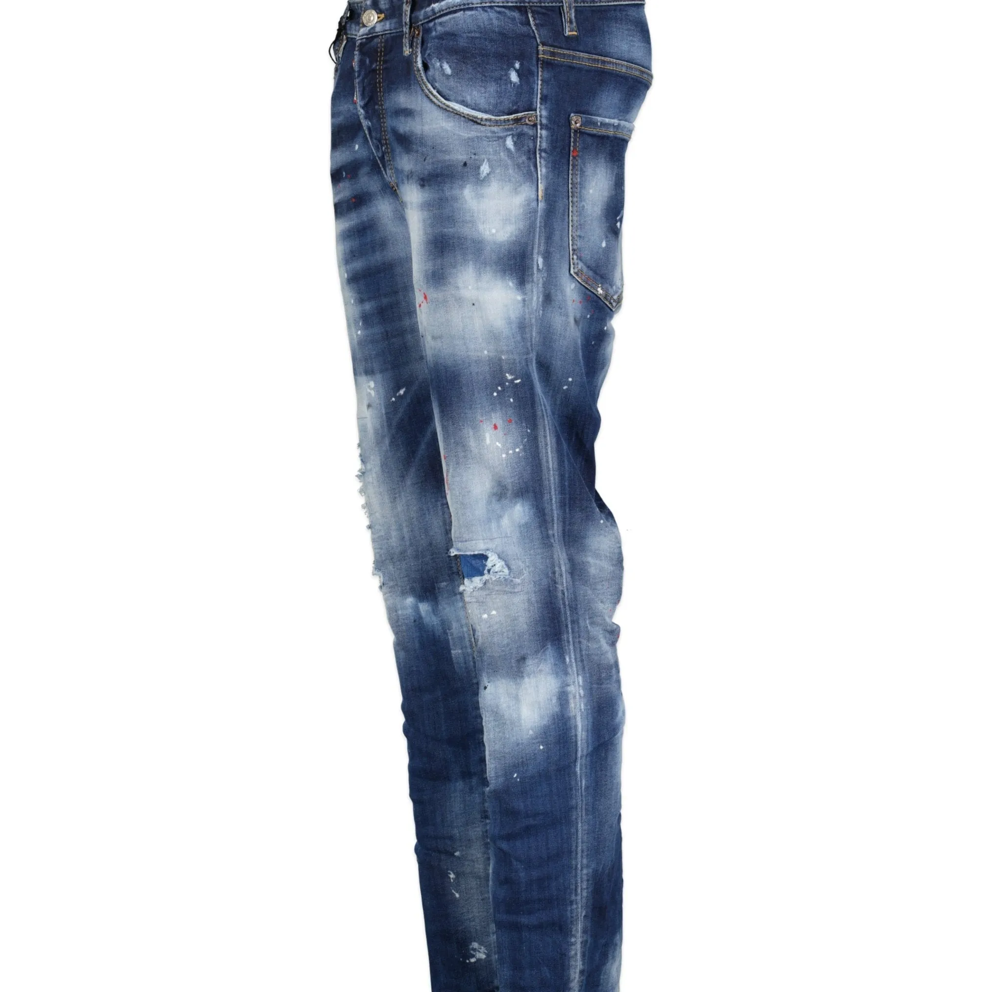 'Skater' Leather Logo Jeans Blue