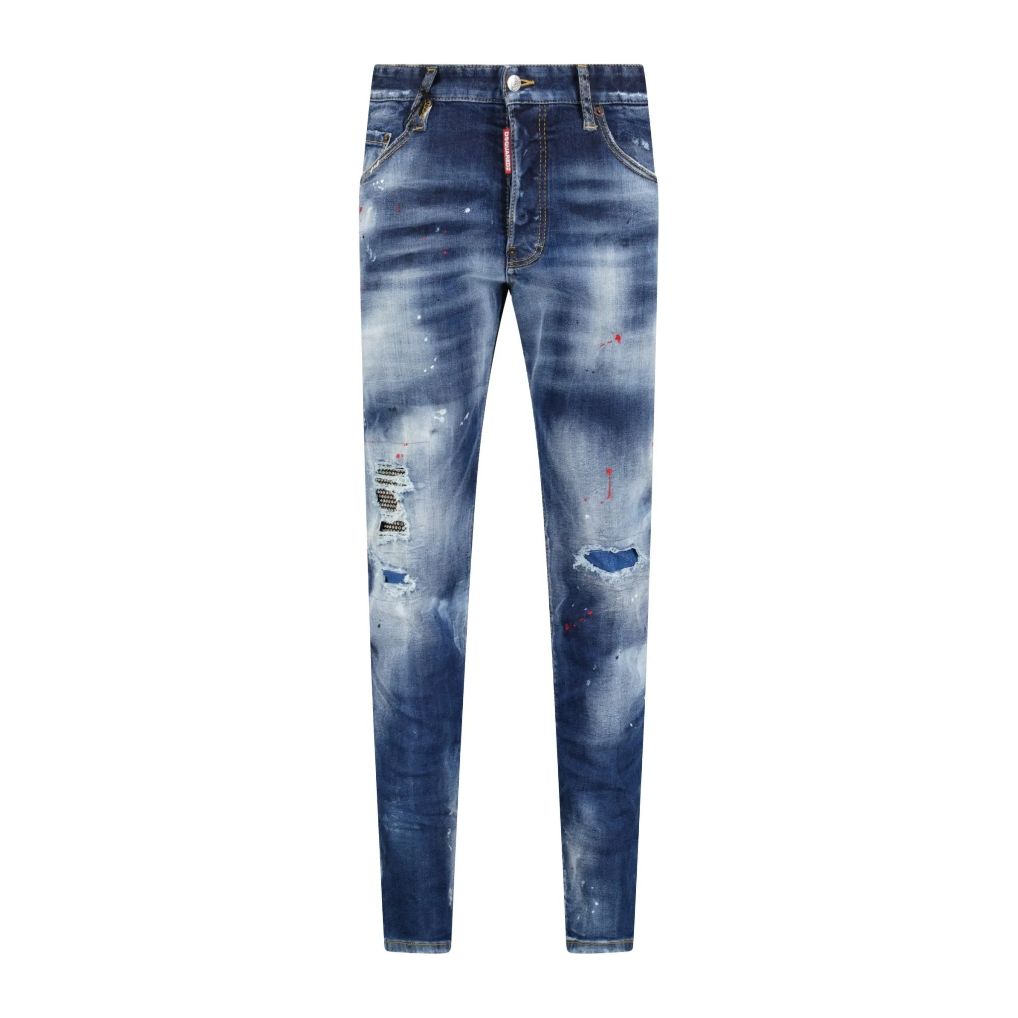 'Skater' Leather Logo Jeans Blue