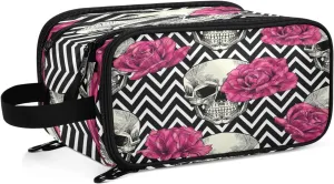 Skull Toiletry Bag for Women Large Capacity Travel Cosmetic Bag Water-resistant Lightweight Storage Bags for Toiletries Accessories