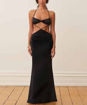 Solid Crisscross Sexy Maxi Dress Women Midnight Halter Bandage  Aesthetic Evening Dresses Elegant Party Clubwear Robe
