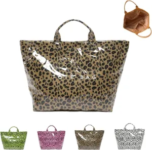 Stellaya Tote Bag, Women's Letters Print Tote Bag, Pvc Clear Tote Bag for Women, Fashionable Leopard Print Tote Bag
