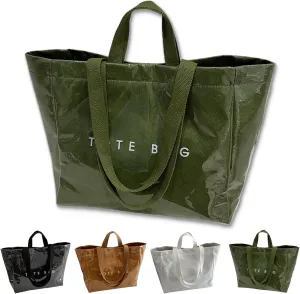 Stellaya Womens Letters Print Tote Bag, Stellaya PVC Tote Bag, PVC Large Kraft Paper Bag for Women