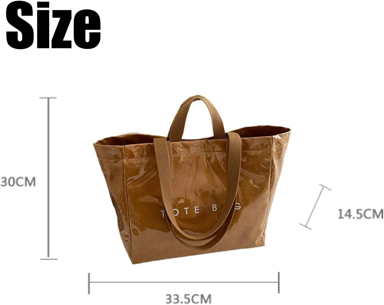 Stellaya Womens Letters Print Tote Bag, Stellaya PVC Tote Bag, PVC Large Kraft Paper Bag for Women