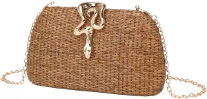 Straw Clutch Purse for Women Elegant Evening Bag for Parties Weddings Proms Formal Events