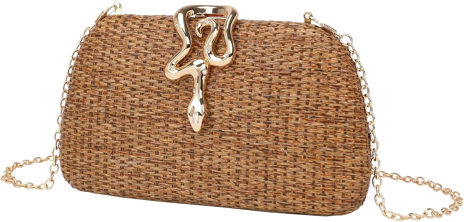 Straw Clutch Purse for Women Elegant Evening Bag for Parties Weddings Proms Formal Events