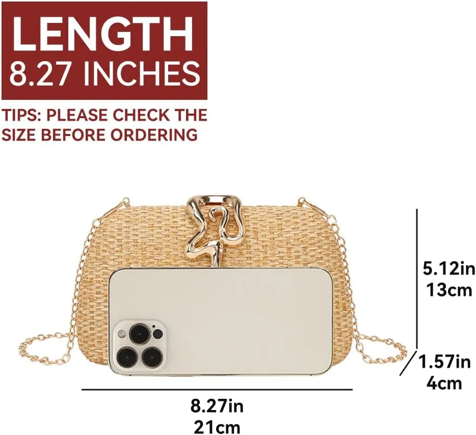 Straw Clutch Purse for Women Elegant Evening Bag for Parties Weddings Proms Formal Events