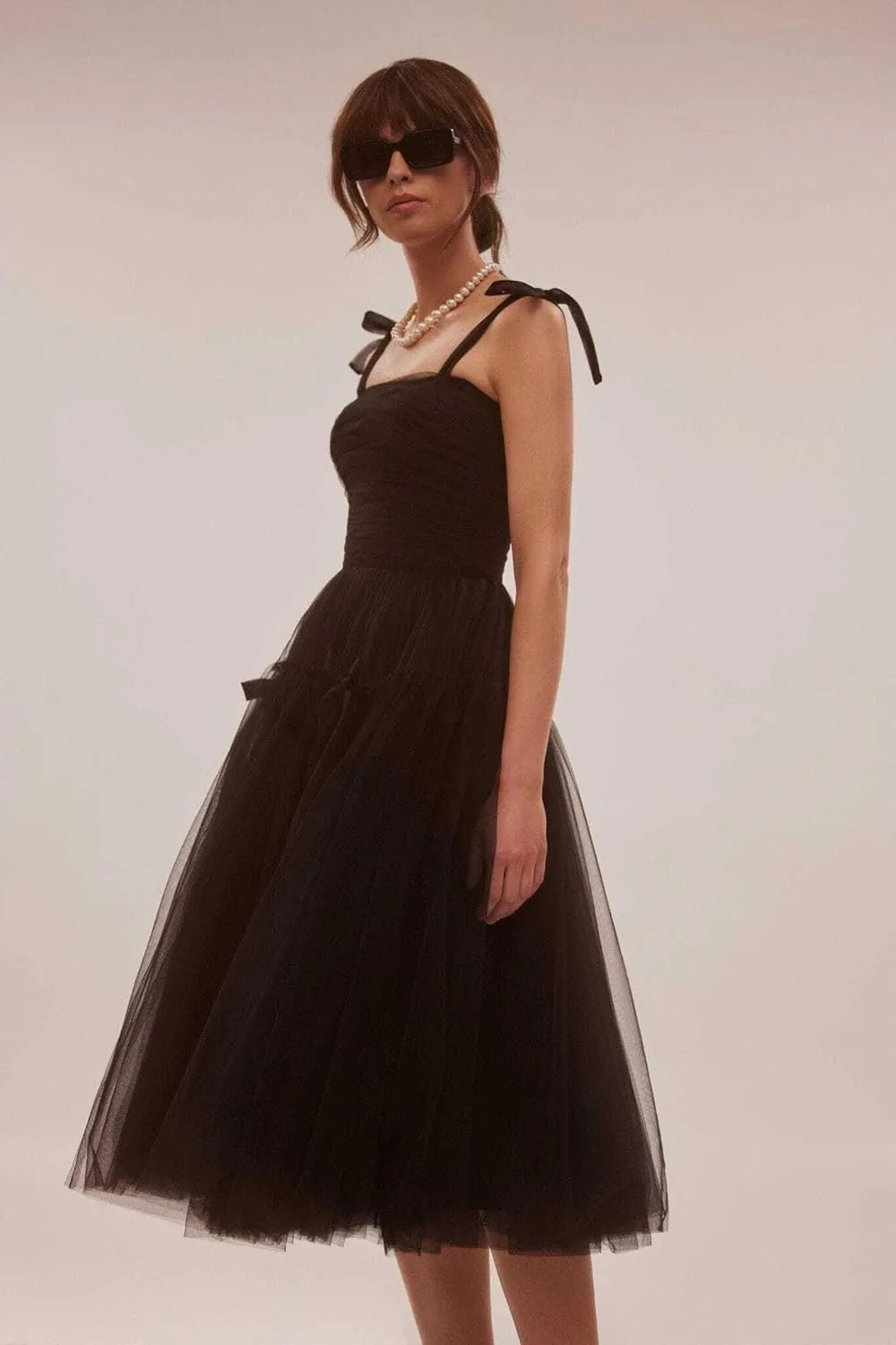 Tea Length Cocktail Dresses for Women Corset Spaghetti Straps A-line Formal Prom Dress with Bows