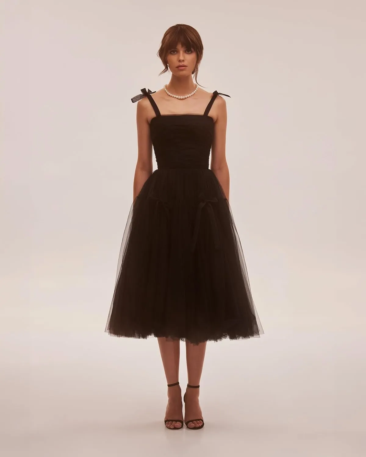 Tea Length Cocktail Dresses for Women Corset Spaghetti Straps A-line Formal Prom Dress with Bows