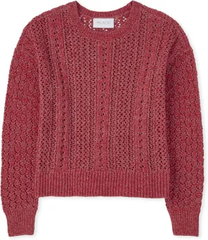 The Children's Place Girls' Long Sleeve Crew Neck Pullover Chenille Sweater