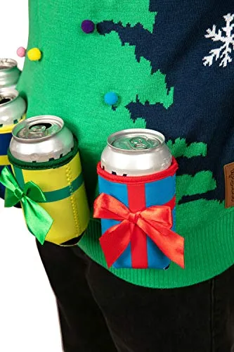 Tipsy Elves' Men's Christmas Tree with Beer Holsters Pullover - Funny Blue Ugly Christmas Sweater Size XX-Large