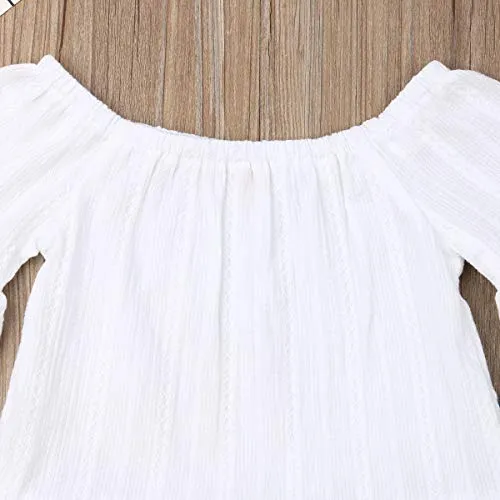 Toddler Kids Clothing Baby Girls Vest Tank Top Ripped Denim Shorts Skirts Outfits Clothes Set (1-2 Years, White)