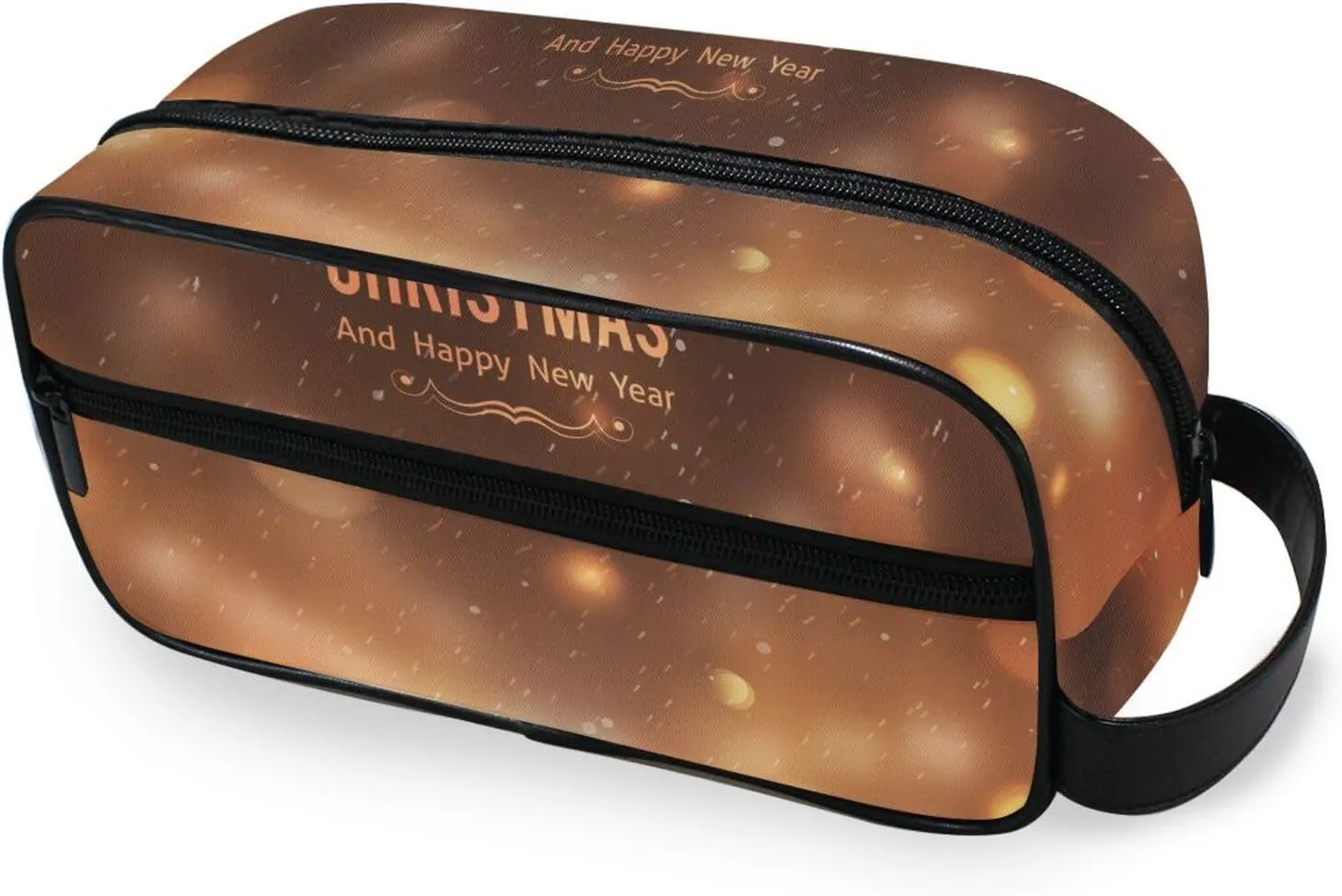 Travel Toiletry Bag Hanging Cosmetic Bag for Men Women Makeup Bag Toiletry Organizer Leather Dopp Kit Water-Resistant Shaving Bag for Travel Accessories Warm Christmas Winter