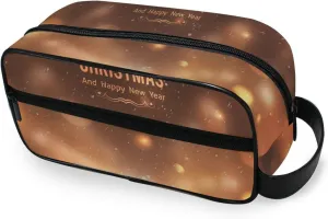 Travel Toiletry Bag Hanging Cosmetic Bag for Men Women Makeup Bag Toiletry Organizer Leather Dopp Kit Water-Resistant Shaving Bag for Travel Accessories Warm Christmas Winter