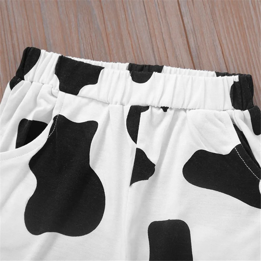 Unisex Hooded Long Sleeve Black-white T-shirt & Pants Pajamas Suit Children Clothes Wholesale