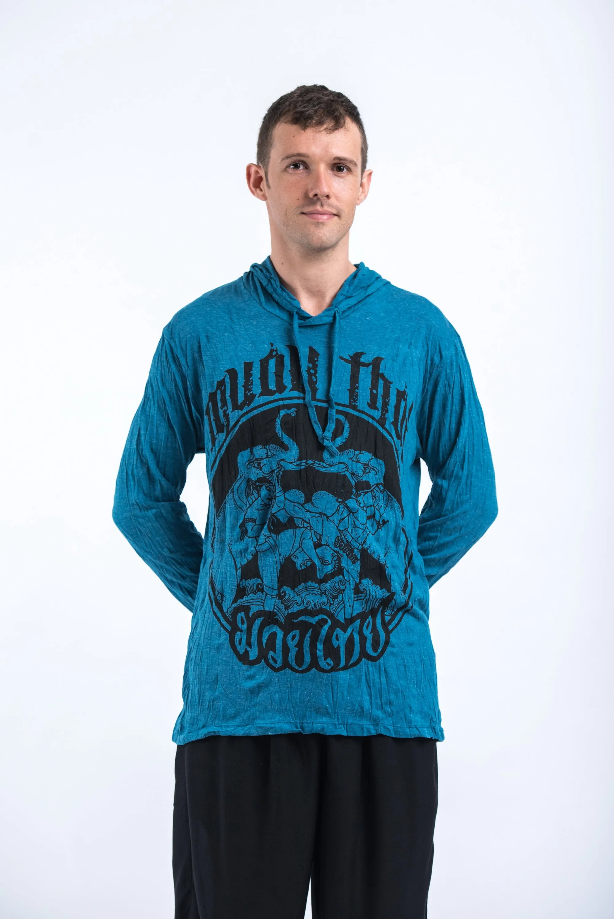 Unisex Muay Thai Fighting Hoodie in Denim Blue