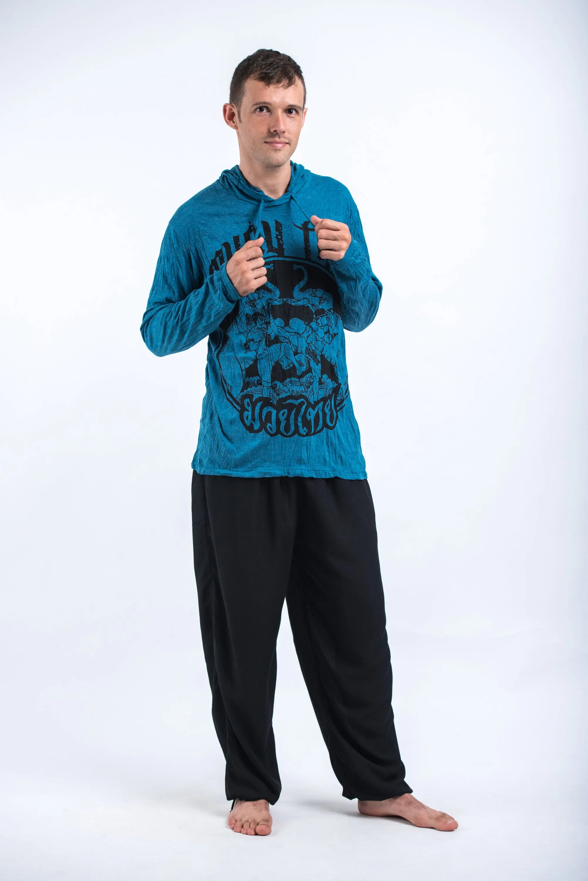 Unisex Muay Thai Fighting Hoodie in Denim Blue