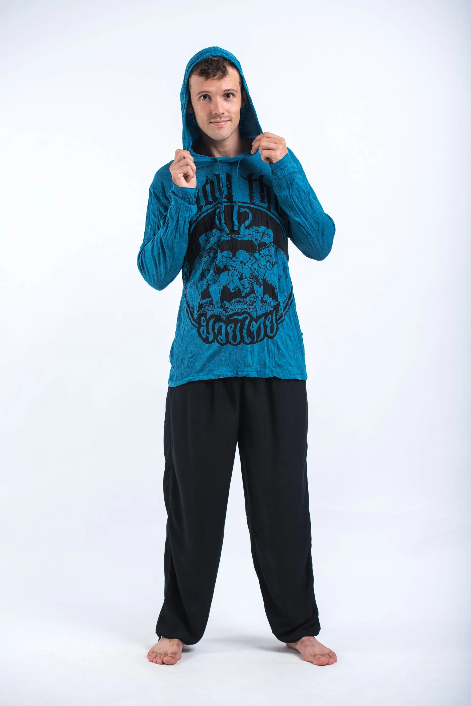 Unisex Muay Thai Fighting Hoodie in Denim Blue