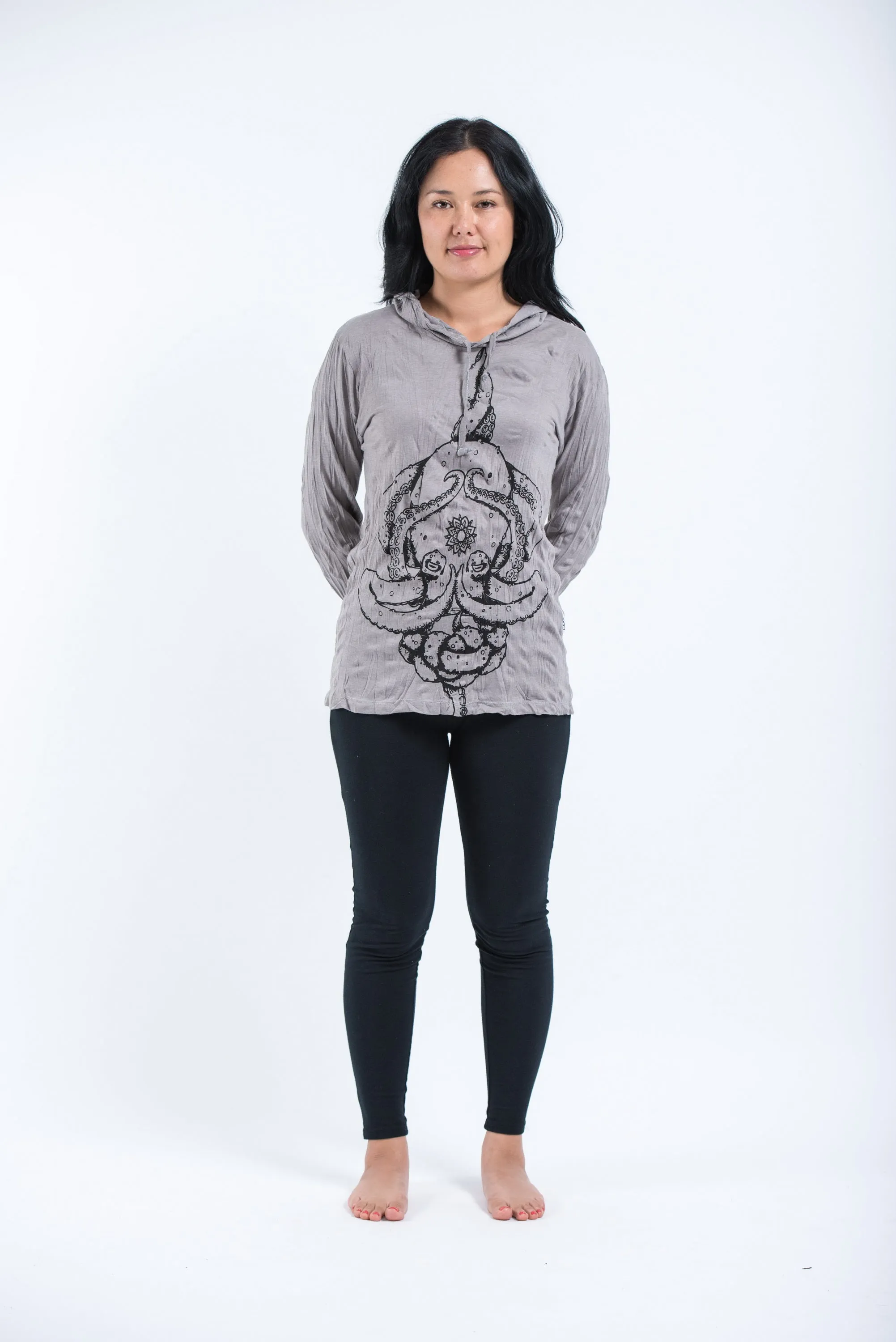 Unisex Octopus Mandala Hoodie in Gray