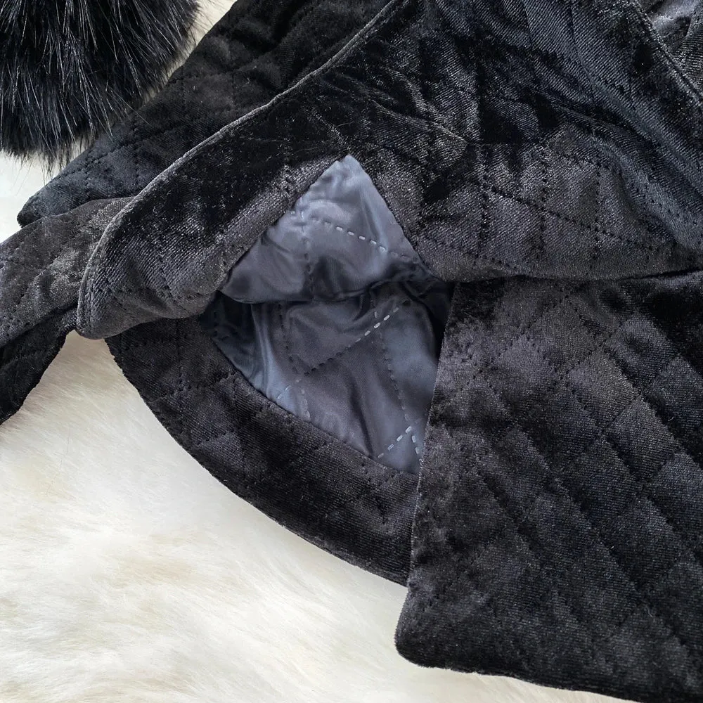 Velvet Double-Breasted Coat