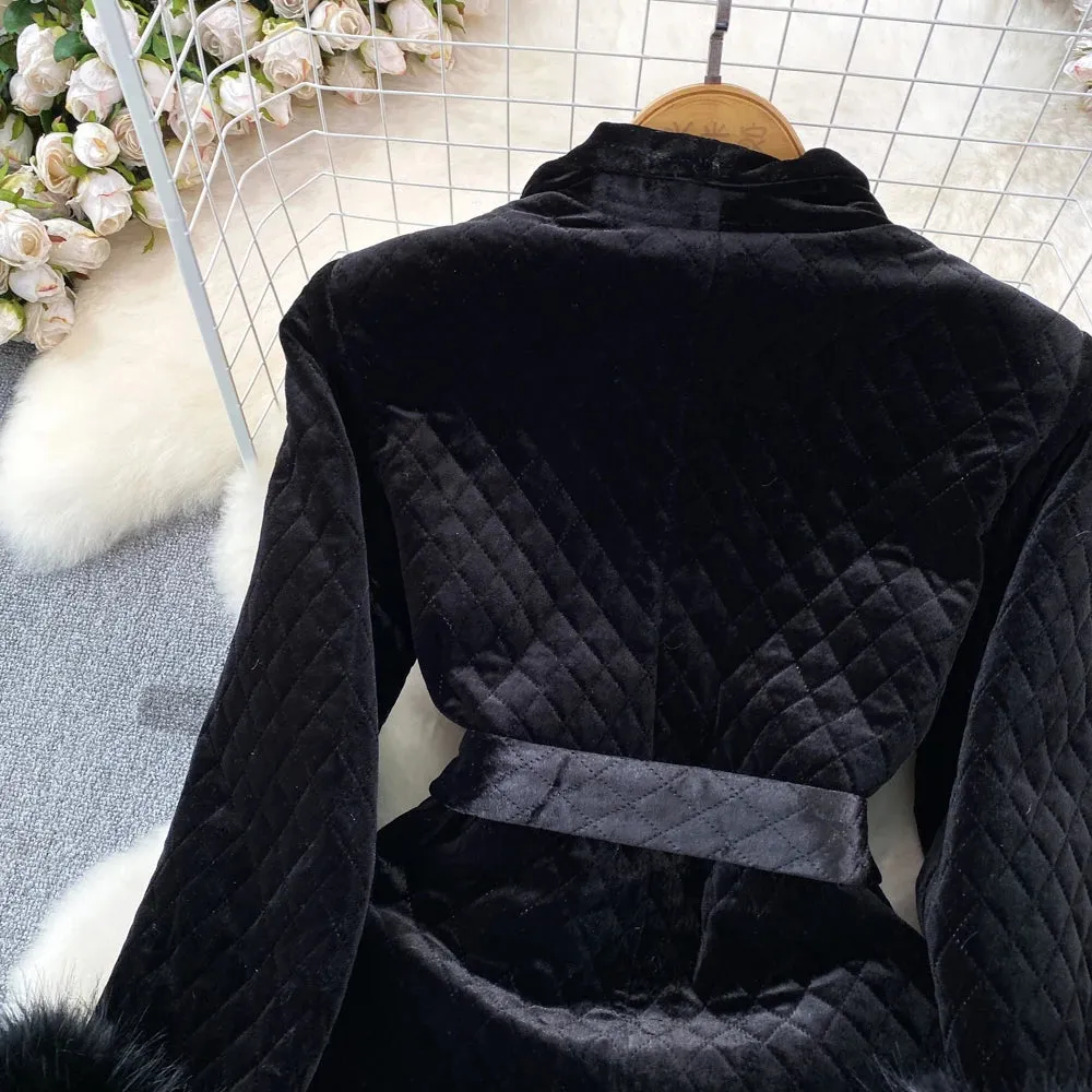 Velvet Double-Breasted Coat