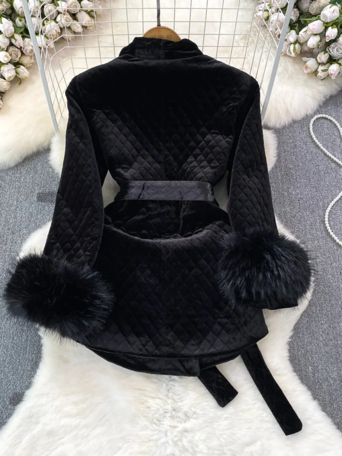 Velvet Double-Breasted Coat