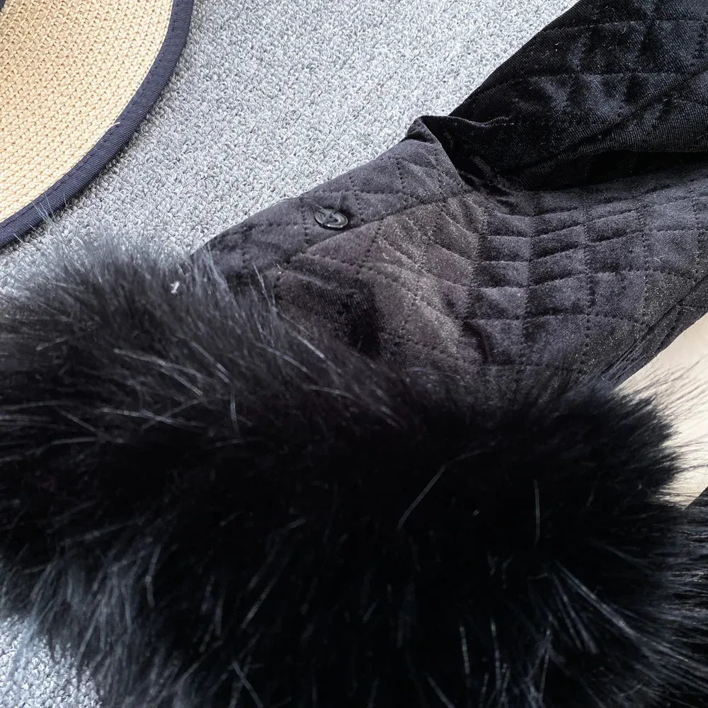 Velvet Double-Breasted Coat