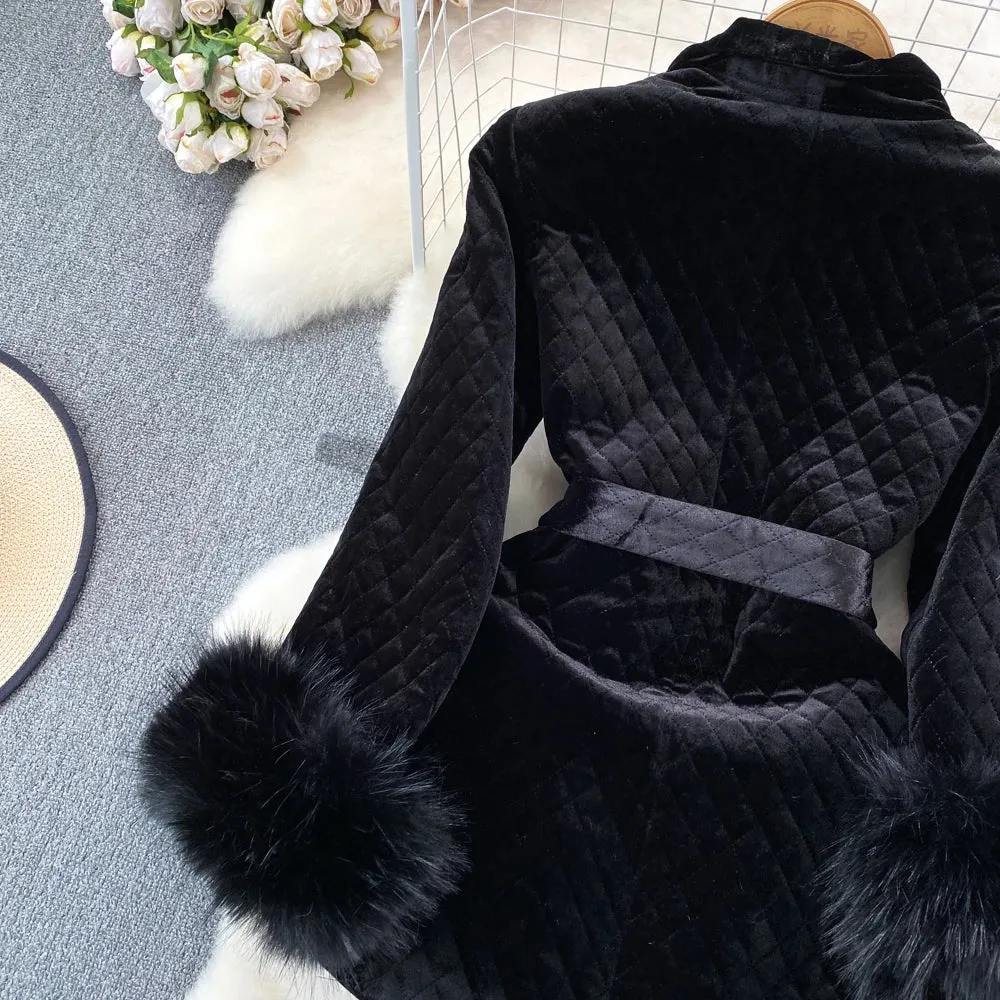 Velvet Double-Breasted Coat
