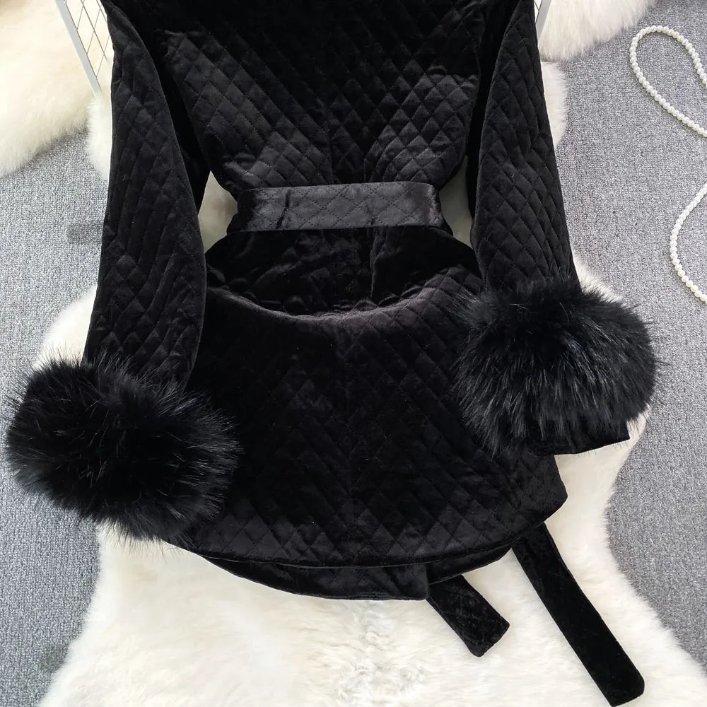 Velvet Double-Breasted Coat