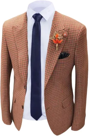 Wangyue Mens Houndstooth Plaid Blazer Casual Sports Coat Slim Fit Checkered Jacket Wedding Prom Blazer Coats Jackets