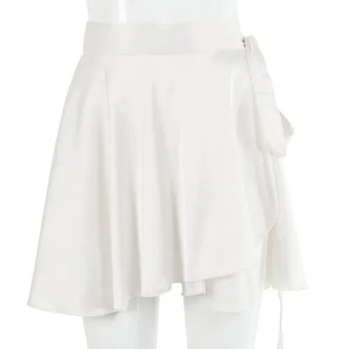 White Elegant Satin 2 Two Piece Set Women Lantern Long Sleeves Crop