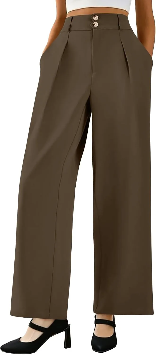 Wide Leg Professional Dress Pants Women 2025 High Waisted Business Casual Suit Office Work Pants Women with Pockets